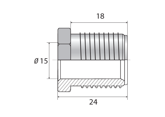Фитинг уплотнительный Ду15 - G1/2\" с обжимным кольцом и наружной ...